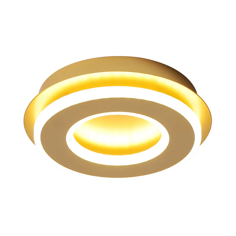 Plafonnier rond/carré au fini doré, plafonnier LED métallique moderne et élégant, lumière chaude/blanche Clearhalo