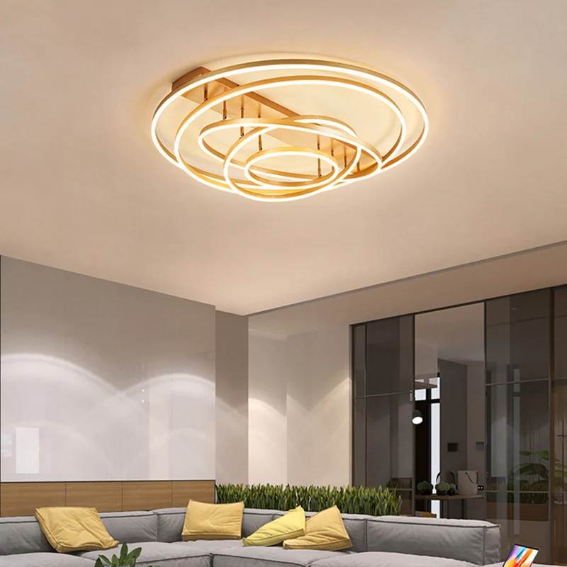 Plafonnier rotatif conique à 4/5 niveaux, cerceau métallique doré moderne, montage Semi-encastré à LED, lumière chaude/bla...