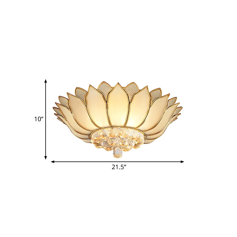 Plafonnier de salon à 4/6 lumières, plafonnier traditionnel doré avec abat-jour en verre crème festonné, 21,5"/23,5" de la...