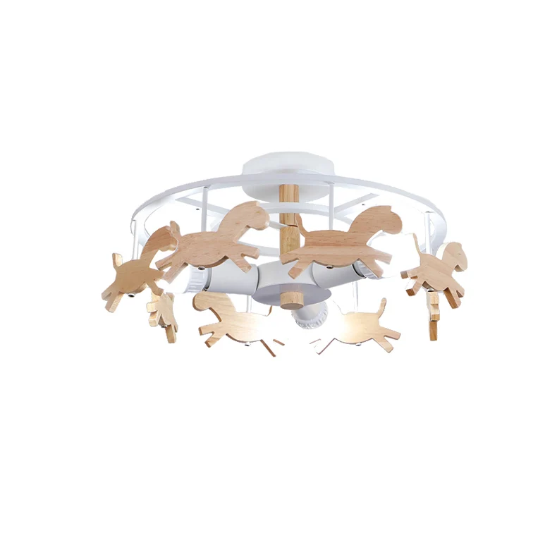 Plafonnier Semi-affleurant de Style nordique manège 3 lumières plafonnier en métal pour salon Clearhalo