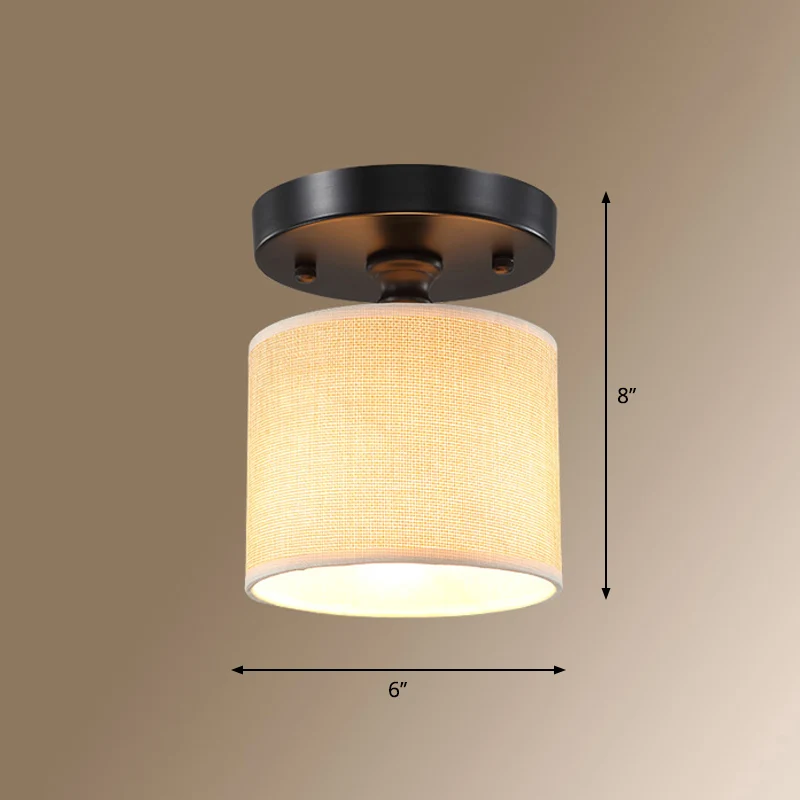 Plafonnier semi-encastré Simplicity à une ampoule beige en tissu Clearhalo