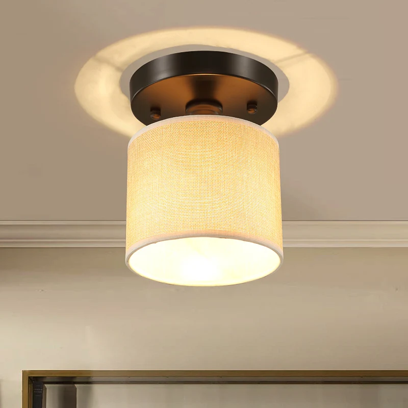 Plafonnier semi-encastré Simplicity à une ampoule beige en tissu Clearhalo