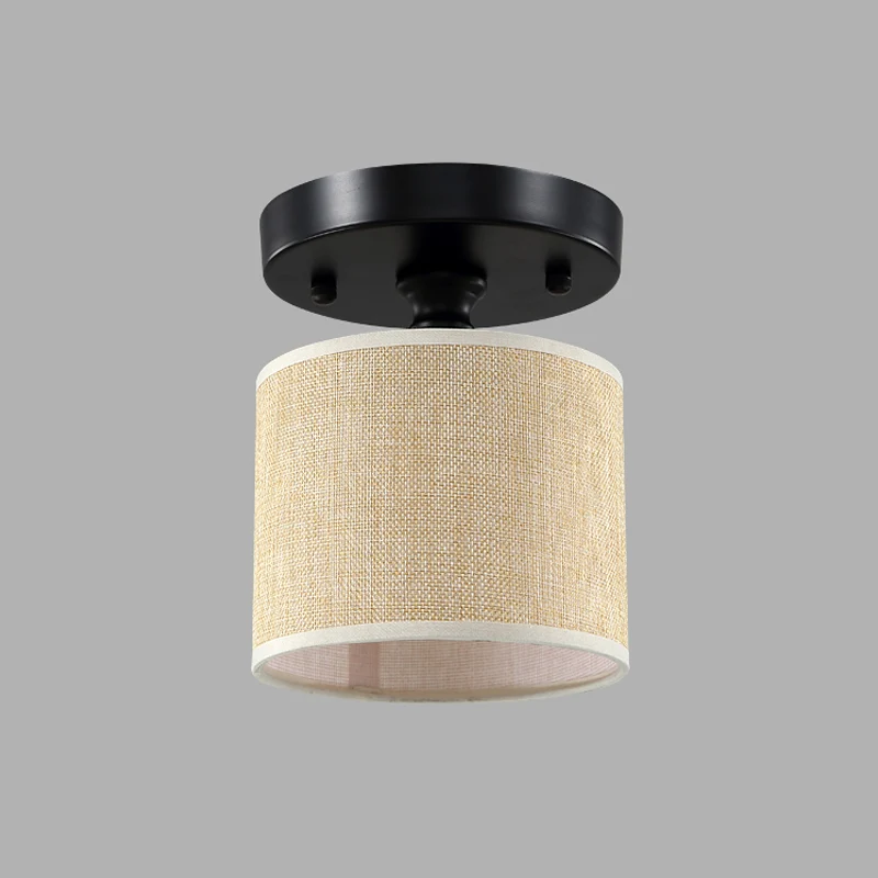 Plafonnier semi-encastré Simplicity à une ampoule beige en tissu Clearhalo