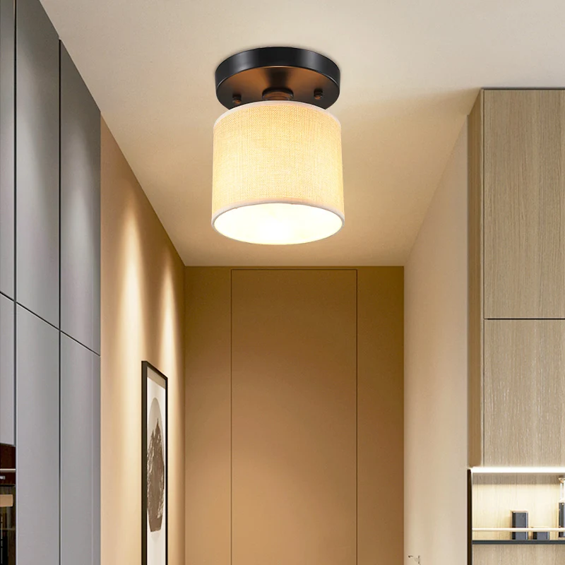 Plafonnier semi-encastré Simplicity à une ampoule beige en tissu Clearhalo
