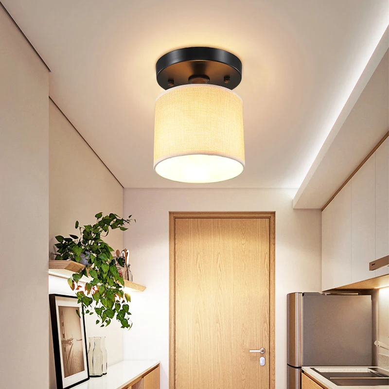 Plafonnier semi-encastré Simplicity à une ampoule beige en tissu Clearhalo