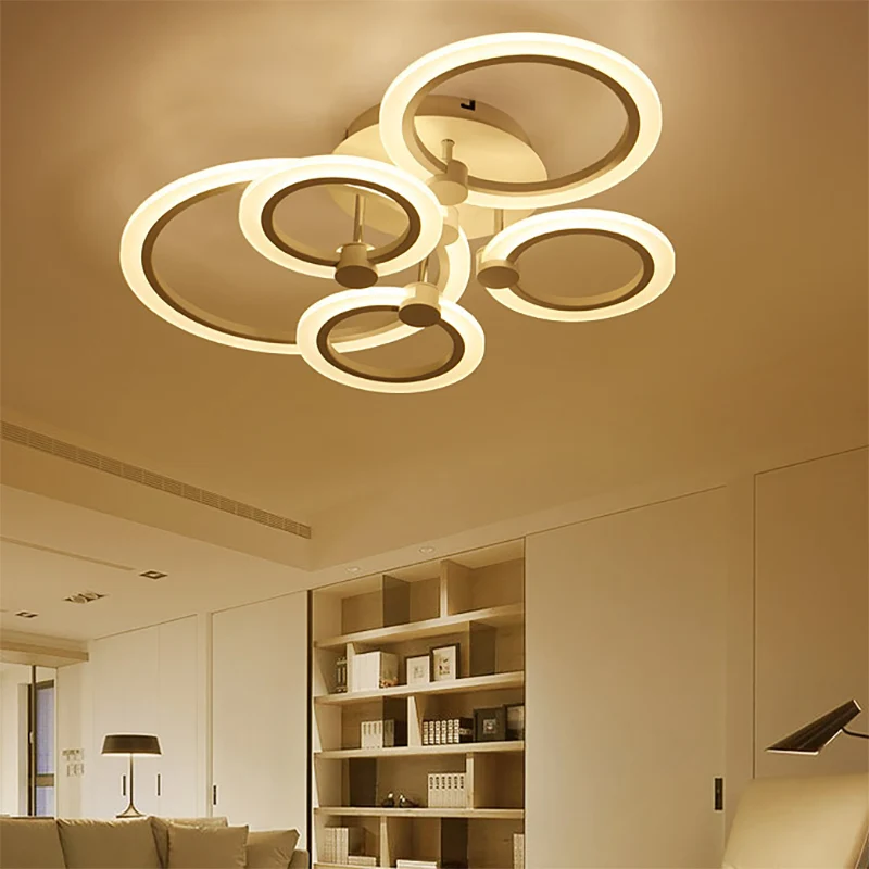 Plafonnier simple à 3/5/7 lumières avec abat-jour en acrylique Plafonnier LED blanc à plusieurs niveaux encastrable en lum...