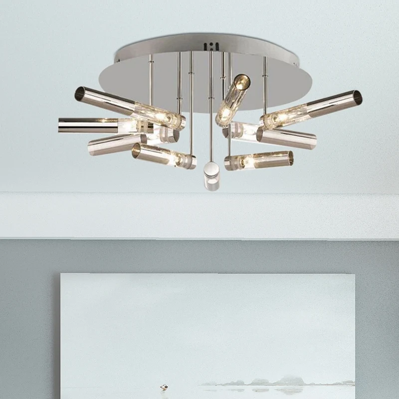 Plafonnier Spoutnik moderne semi-encastré en acier inoxydable, 9/21 lumières, luminaire de plafond pour salle à manger ave...