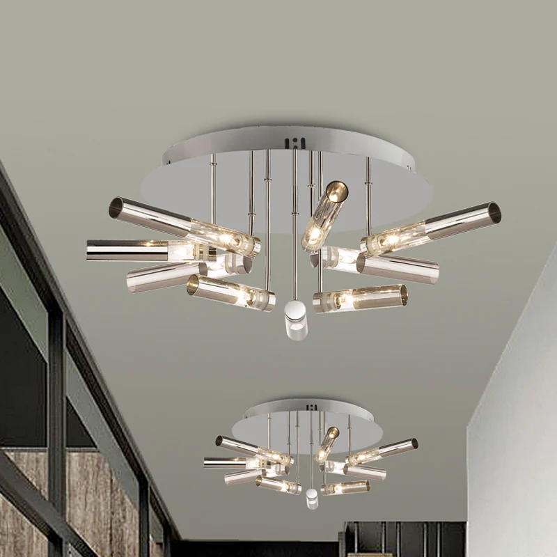 Plafonnier Spoutnik moderne semi-encastré en acier inoxydable, 9/21 lumières, luminaire de plafond pour salle à manger ave...