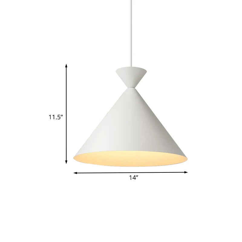 Plafonnier suspendu conique en métal modernisme 1 lampe à suspension pour table à manger en blanc Clearhalo