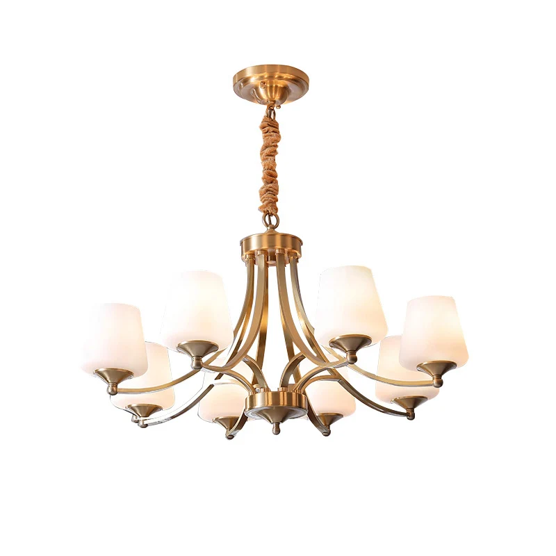 Plafonnier suspendu conique traditionnel, lustre en verre opalin, éclairage en laiton Clearhalo