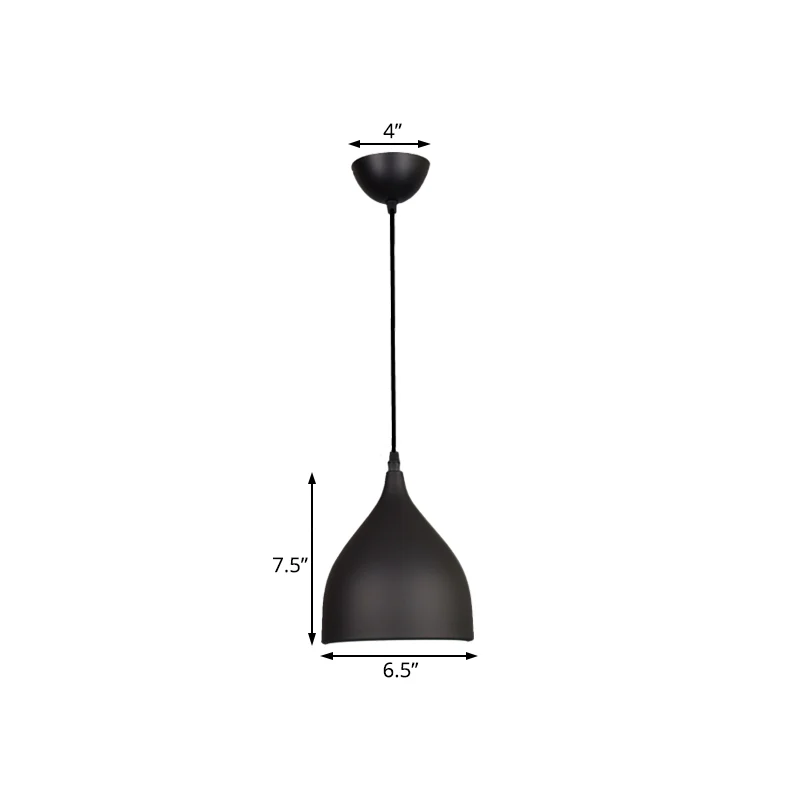 Plafonnier suspendu à dôme large de 6.5 "/10"/12 ", en métal moderne, 1 lumière, noir/blanc/rouge Clearhalo