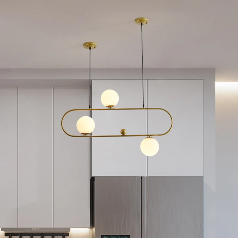 Plafonnier suspendu en forme d'ellipse, minimaliste moderne, luminaire décoratif de plafond, Globe en verre, pour salon Cl...