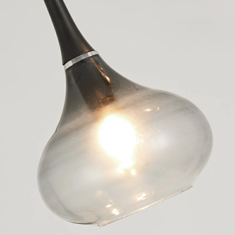 Plafonnier suspendu en forme de goutte d'eau, moderne, en verre fumé ombré, à 6 ampoules, pour escalier Clearhalo
