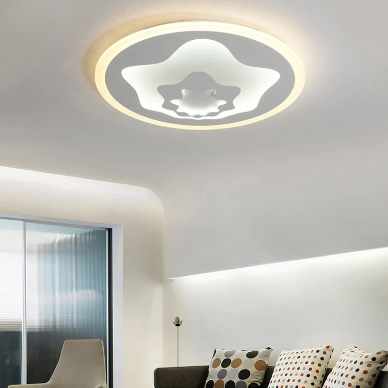 Plafonnier étoile en acrylique pour chambre de fille, plafonnier LED avec dessin animé pour le soin des yeux, blanc Clearhalo