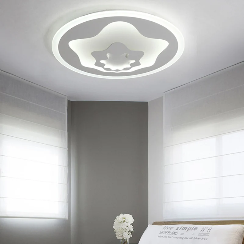 Plafonnier étoile en acrylique pour chambre de fille, plafonnier LED avec dessin animé pour le soin des yeux, blanc Clearhalo