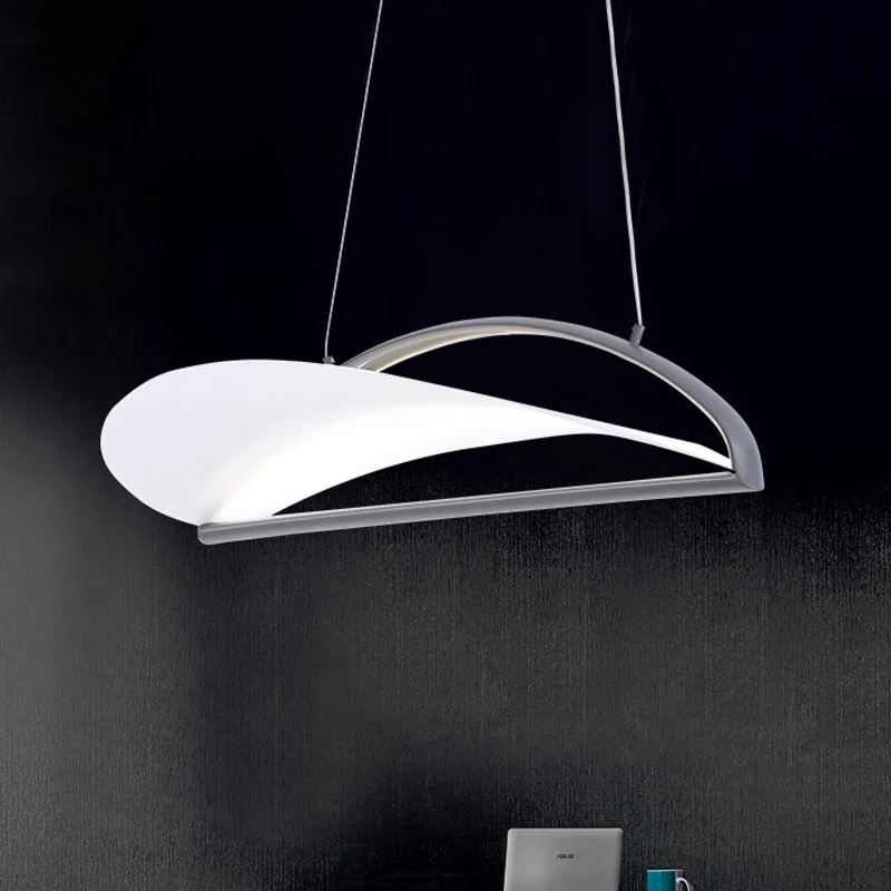 Plafonnier ultra fin gris/blanc, lampe à suspension minimaliste en acrylique LED, 16,5"/23,5" de large Clearhalo