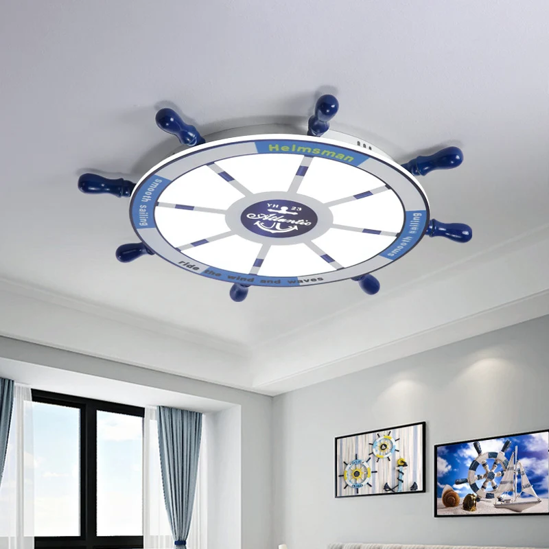 Projecteur encastré à gouvernail en acrylique, luminaire LED bleu méditerranéen pour chambre d'enfant, 21.5 "/25.5" W Clea...