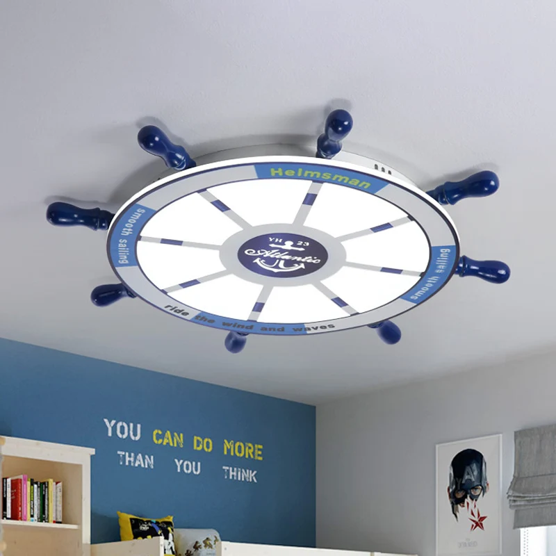 Projecteur encastré à gouvernail en acrylique, luminaire LED bleu méditerranéen pour chambre d'enfant, 21.5 "/25.5" W Clea...