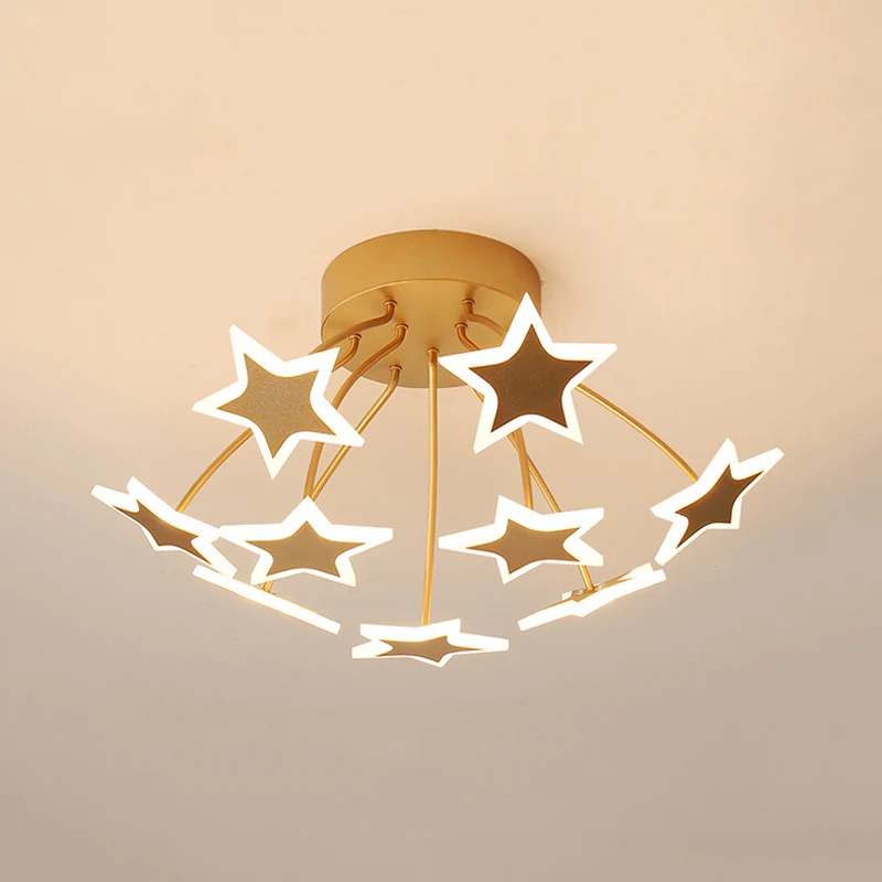 Semi-plafonnier LED étoilé en acrylique, plafonnier romantique pour parc d'attractions en or Clearhalo