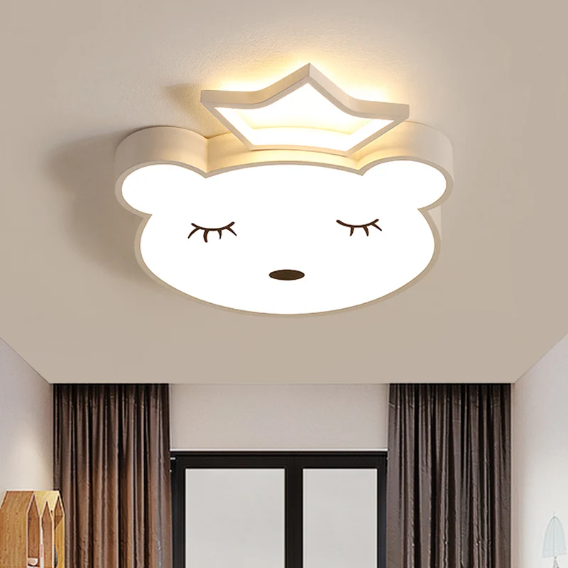 Sleeping Bear Prince Plafonnier en acrylique à LED rose/blanc avec lumière chaude/blanche Clearhalo