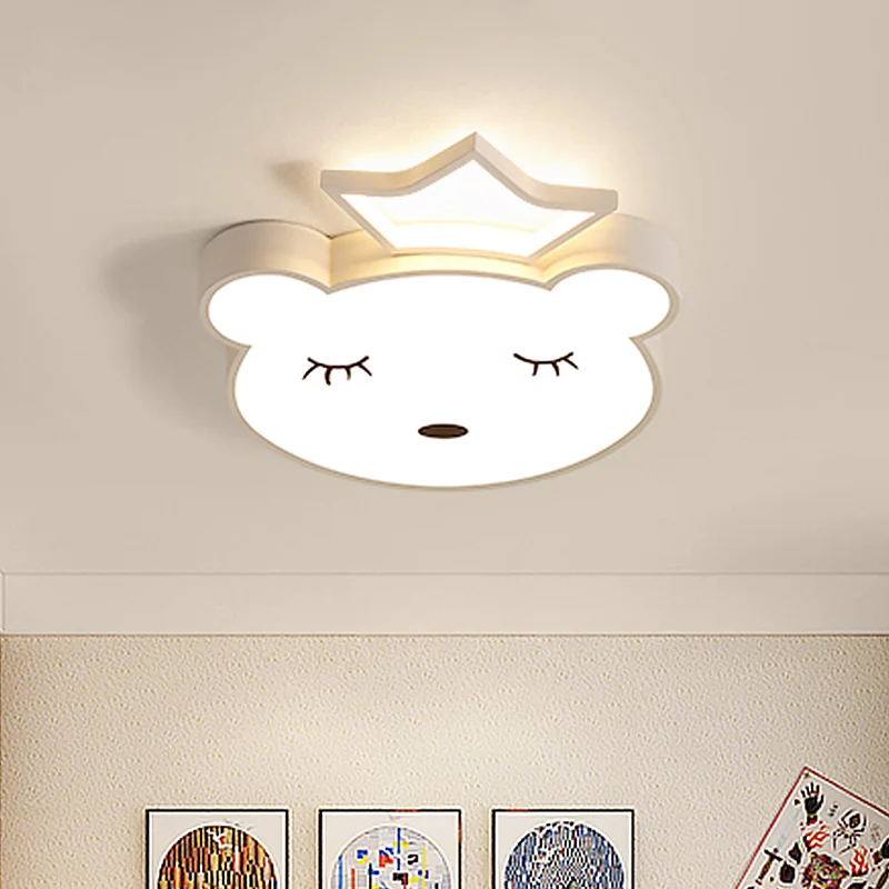 Sleeping Bear Prince Plafonnier en acrylique à LED rose/blanc avec lumière chaude/blanche Clearhalo