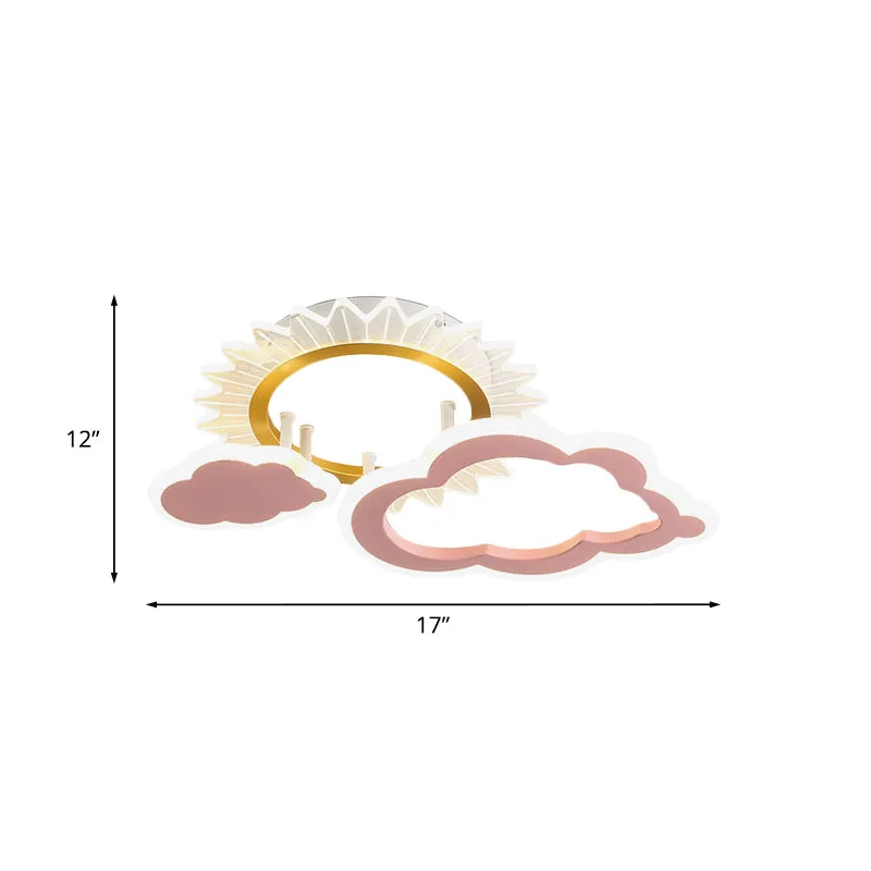 Soleil/arc-en-ciel et nuage encastré dessin animé acrylique LED rose éclairage encastré pour chambre d'enfant Clearhalo