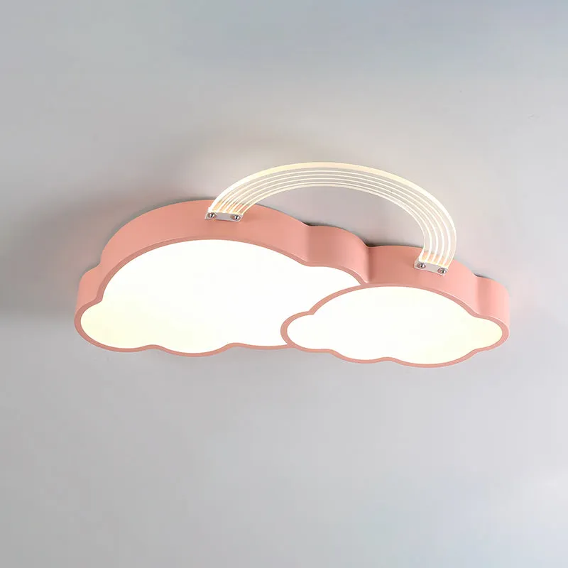 Soleil/arc-en-ciel et nuage encastré dessin animé acrylique LED rose éclairage encastré pour chambre d'enfant Clearhalo