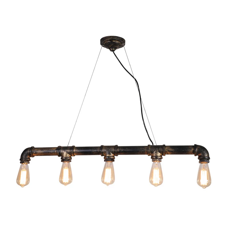 Steampunk Water Pipe Island Light Luminaire suspendu en fer forgé en bronze Clearhalo