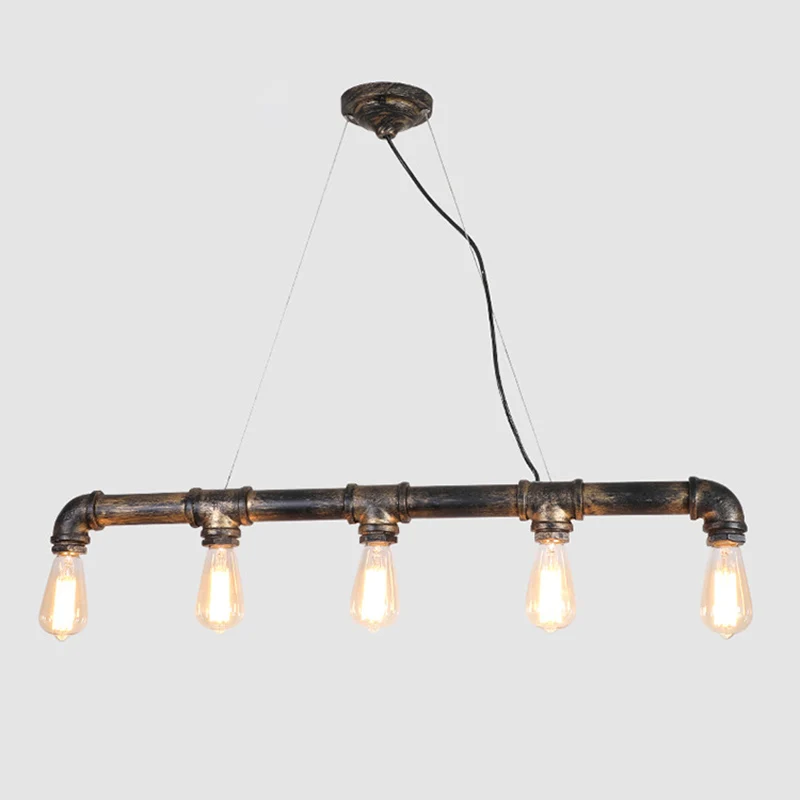 Steampunk Water Pipe Island Light Luminaire suspendu en fer forgé en bronze Clearhalo