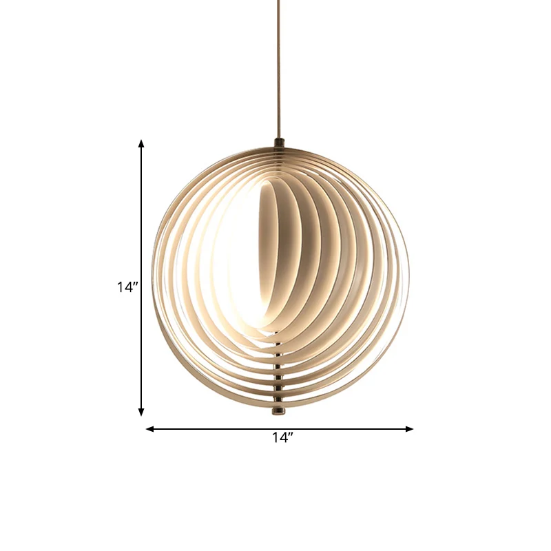 Suspension boule rotative simulée éclipse, nouveauté nordique, luminaire suspendu simple en aluminium pour salon, blanc Cl...
