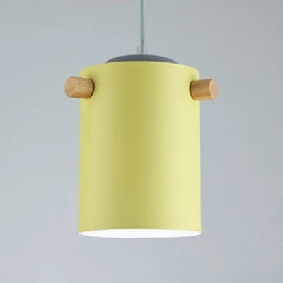 Suspension cylindrique de couleur bonbon, une lumière Macaron en aluminium bleu/vert/rose/blanc/jaune, suspension pour cou...