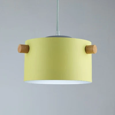 Suspension cylindrique de couleur bonbon, une lumière Macaron en aluminium bleu/vert/rose/blanc/jaune, suspension pour cou...