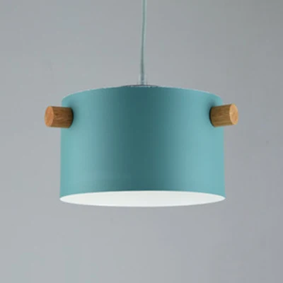 Suspension cylindrique de couleur bonbon, une lumière Macaron en aluminium bleu/vert/rose/blanc/jaune, suspension pour cou...