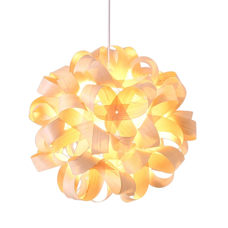 Suspension florale en bois luminaire suspendu japonais à 1 tête en beige pour salle à manger Clearhalo