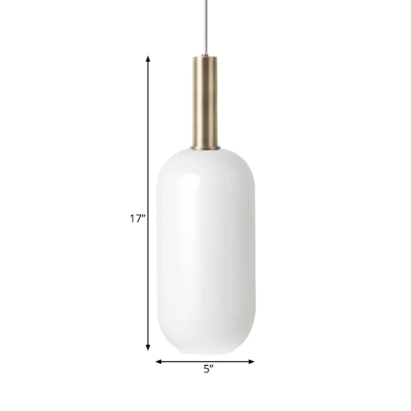 Suspension de plafond oblongue en verre mat opale Kit de lampe suspendue en laiton minimaliste à 1 lumière sur la table Cl...