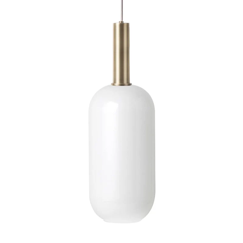 Suspension de plafond oblongue en verre mat opale Kit de lampe suspendue en laiton minimaliste à 1 lumière sur la table Cl...