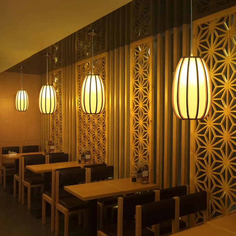 Suspension tambour courbé Simplicity en bambou, 1 lumière, pour salon de thé, en bois Clearhalo