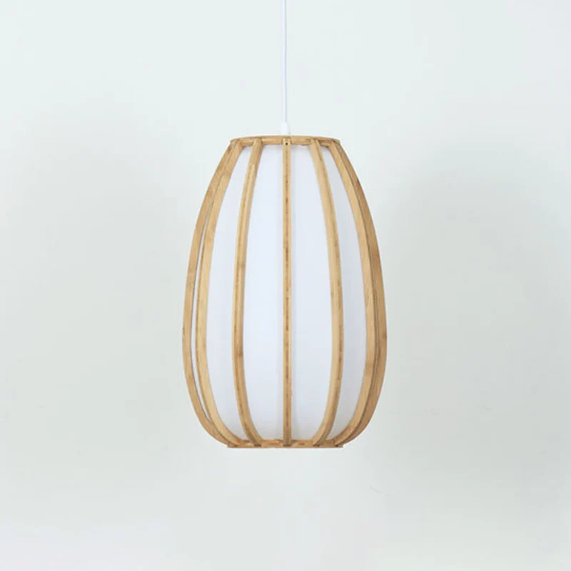 Suspension tambour courbé Simplicity en bambou, 1 lumière, pour salon de thé, en bois Clearhalo