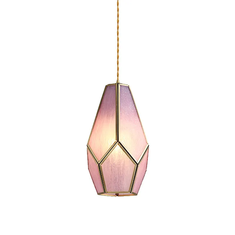Suspension à 1 tête, luminaire décoratif de jardin coréen, bouton de fleur, festonné, astéroïde, verre rose Clearhalo