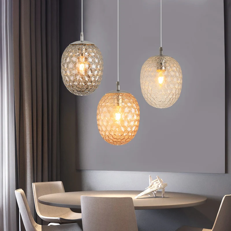 Table à manger suspension en forme d'ananas verre martelé 1 tête suspension moderne Clearhalo