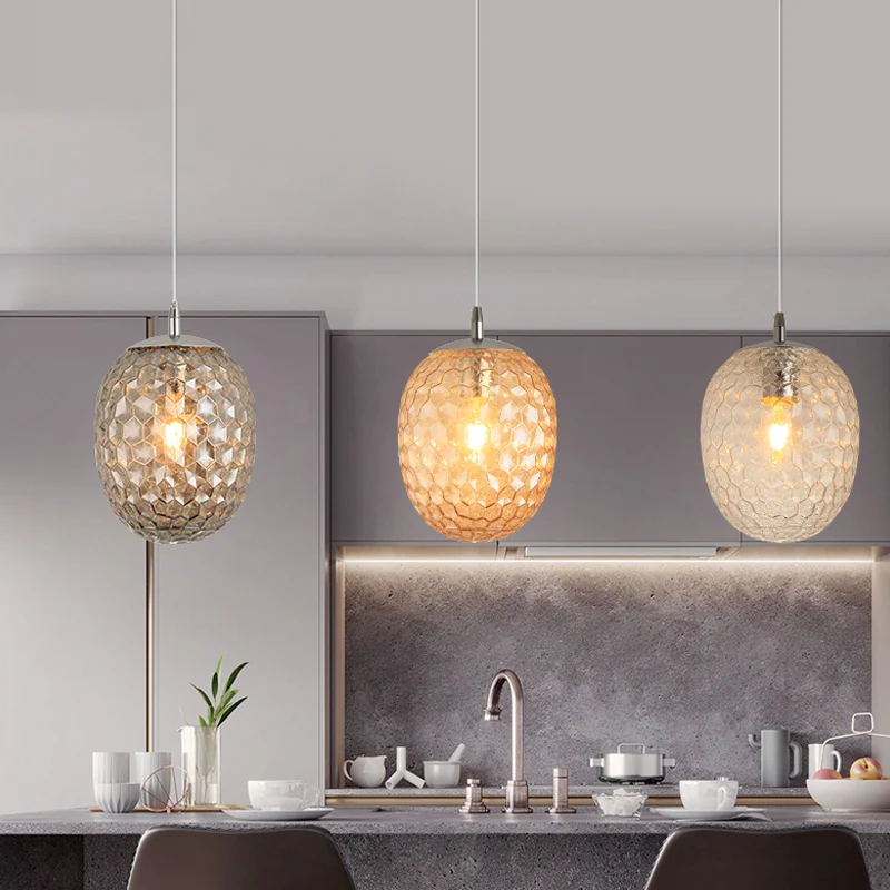 Table à manger suspension en forme d'ananas verre martelé 1 tête suspension moderne Clearhalo