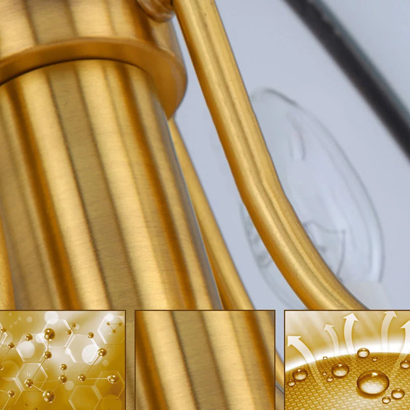 Tissu Empire Shade Suspension éclairage moderne 3 ampoules Gold Island lustre lumière Clearhalo