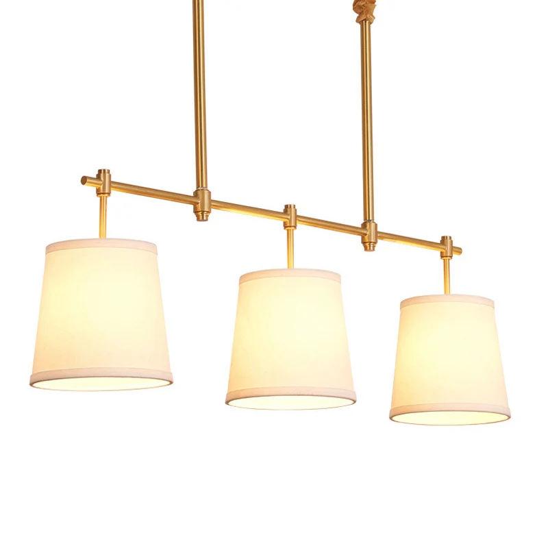 Tissu Empire Shade Suspension éclairage moderne 3 ampoules Gold Island lustre lumière Clearhalo