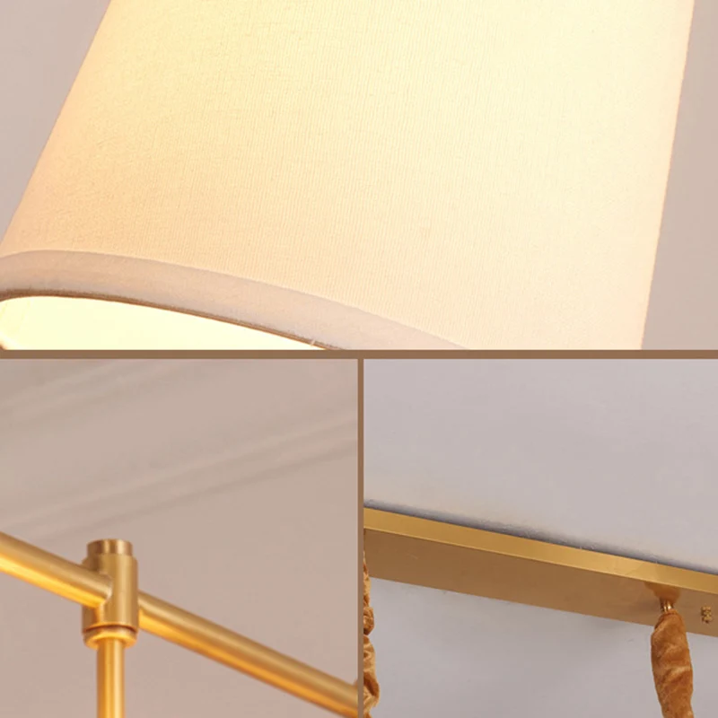 Tissu Empire Shade Suspension éclairage moderne 3 ampoules Gold Island lustre lumière Clearhalo