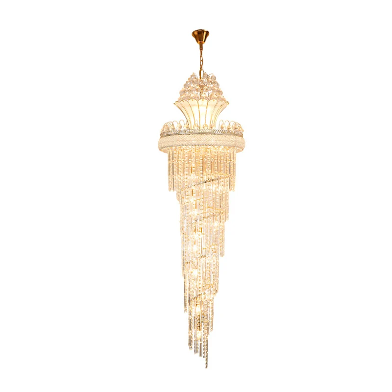 Or 12 têtes lustre éclairage moderne cristal perlé spirale lustre suspension Clearhalo