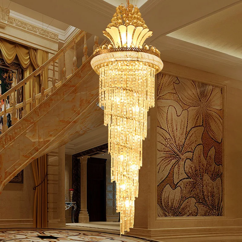 Or 12 têtes lustre éclairage moderne cristal perlé spirale lustre suspension Clearhalo