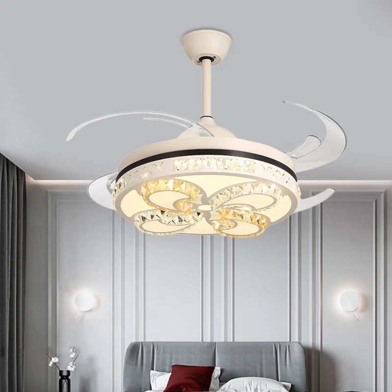Ventilateur de plafond rond Modernism, éclairage semi-encastré à LED en acrylique de 42 po de largeur, crème avec accents...