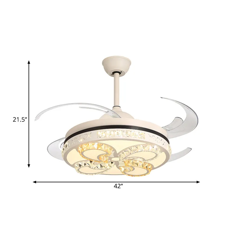 Ventilateur de plafond rond Modernism, éclairage semi-encastré à LED en acrylique de 42 po de largeur, crème avec accents...