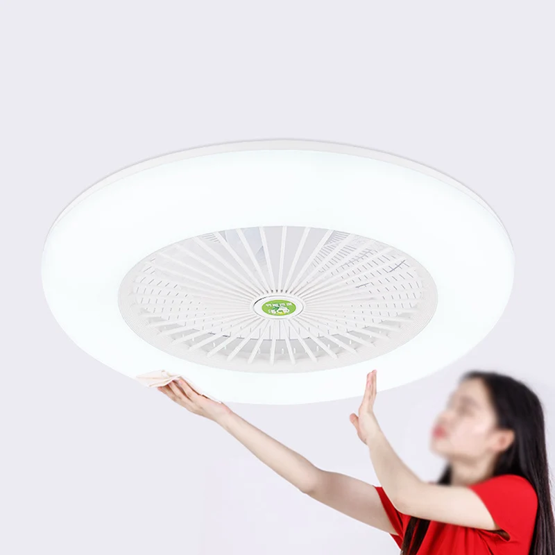 Ventilateur de plafond rond à 5 pales pour chambre à coucher, lampe LED semi-encastrée en métal nordique avec télécommande...