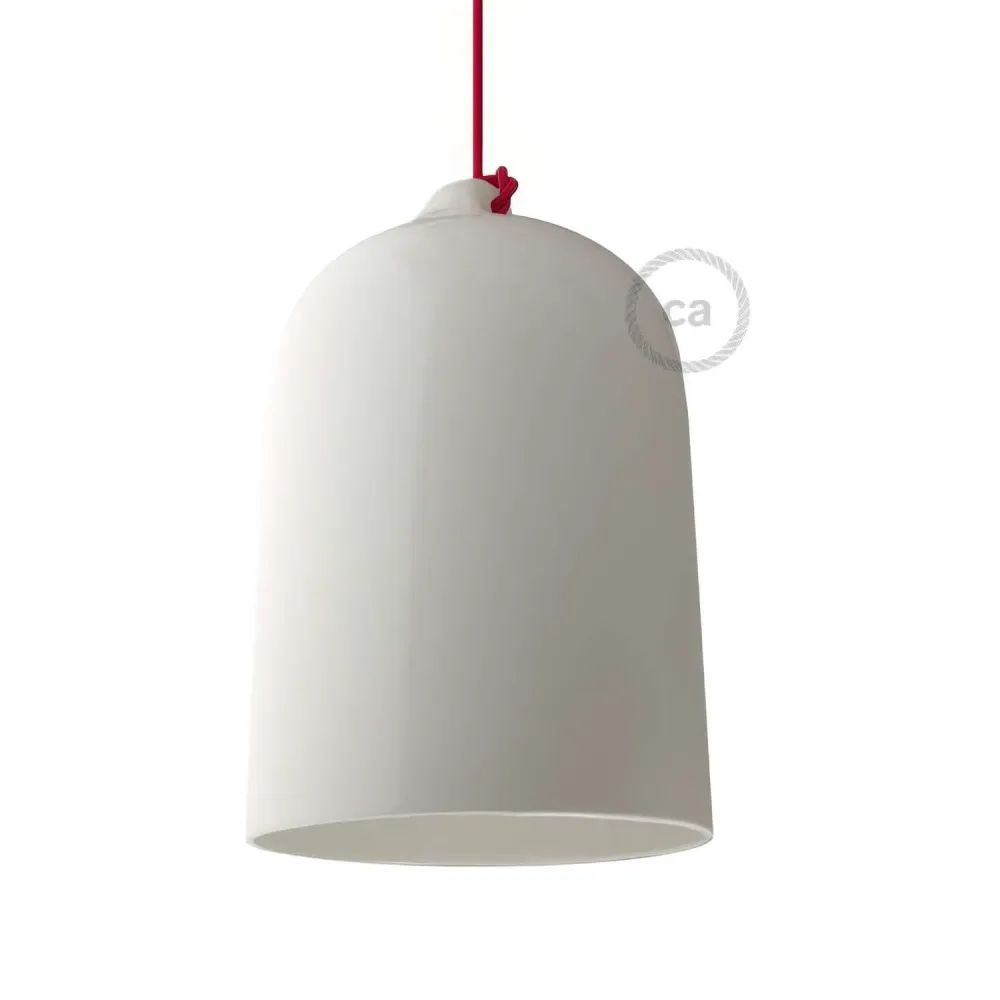 Cloche, abat-jour XL en céramique pour suspension - Fabriqué en Italie - Blanc brillant
